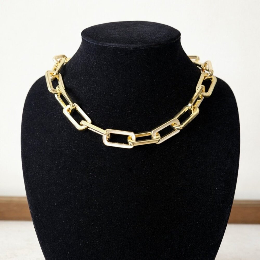 Chico’s‎ Gold & White Chunky Chain Necklace 19.5” NWT Statement Link